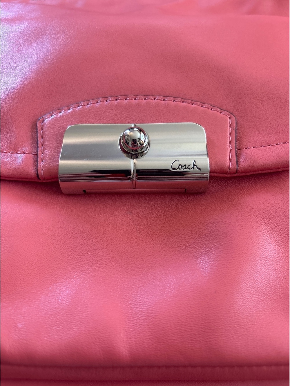 Coach Coral/Pink Leather Hobo Shoulder Bag